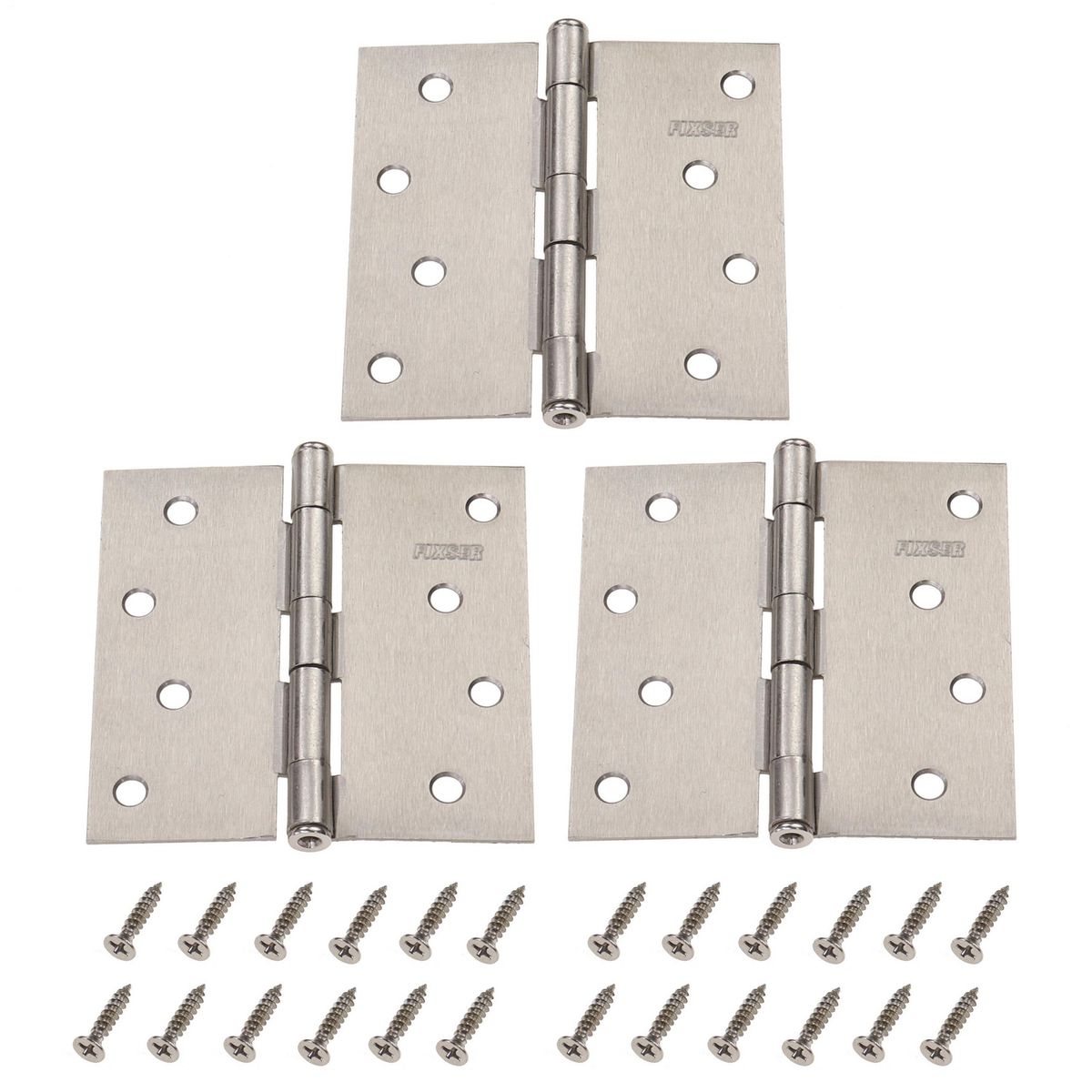 FIXSER - Pack 3 Unidades Bisagra 4x4'' Plata