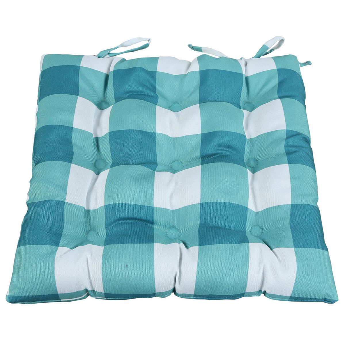 JUST HOME COLLECTION - Cojín Silla con Amarras 43x43cm Cuadros Turquesa