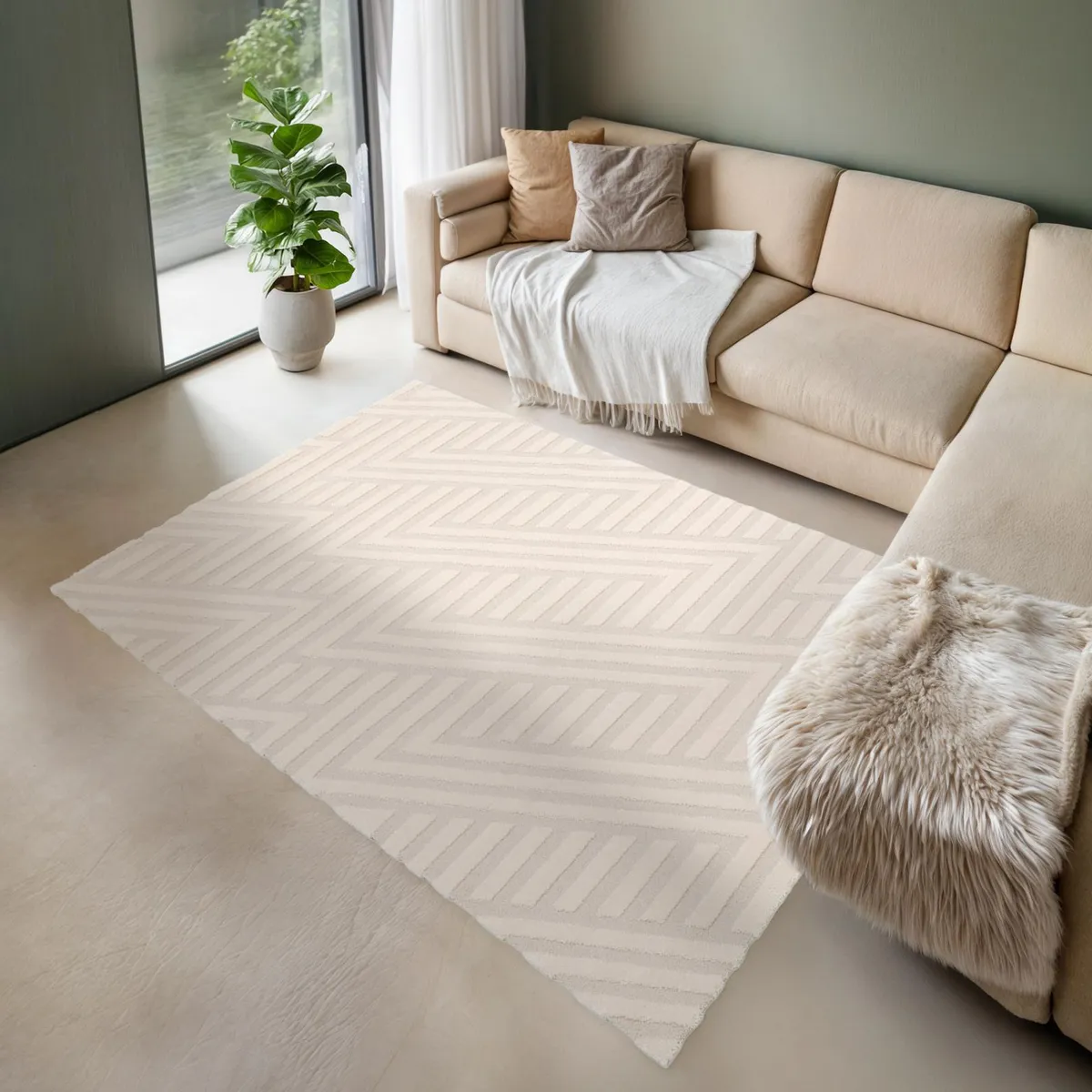 JUST HOME COLLECTION - Alfombra Cocoon 120x170 cm Polipropileno Blanco