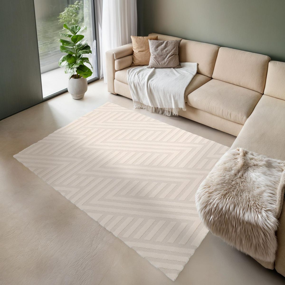 JUST HOME COLLECTION - Alfombra Cocoon 160x230 cm Polipropileno Blanco