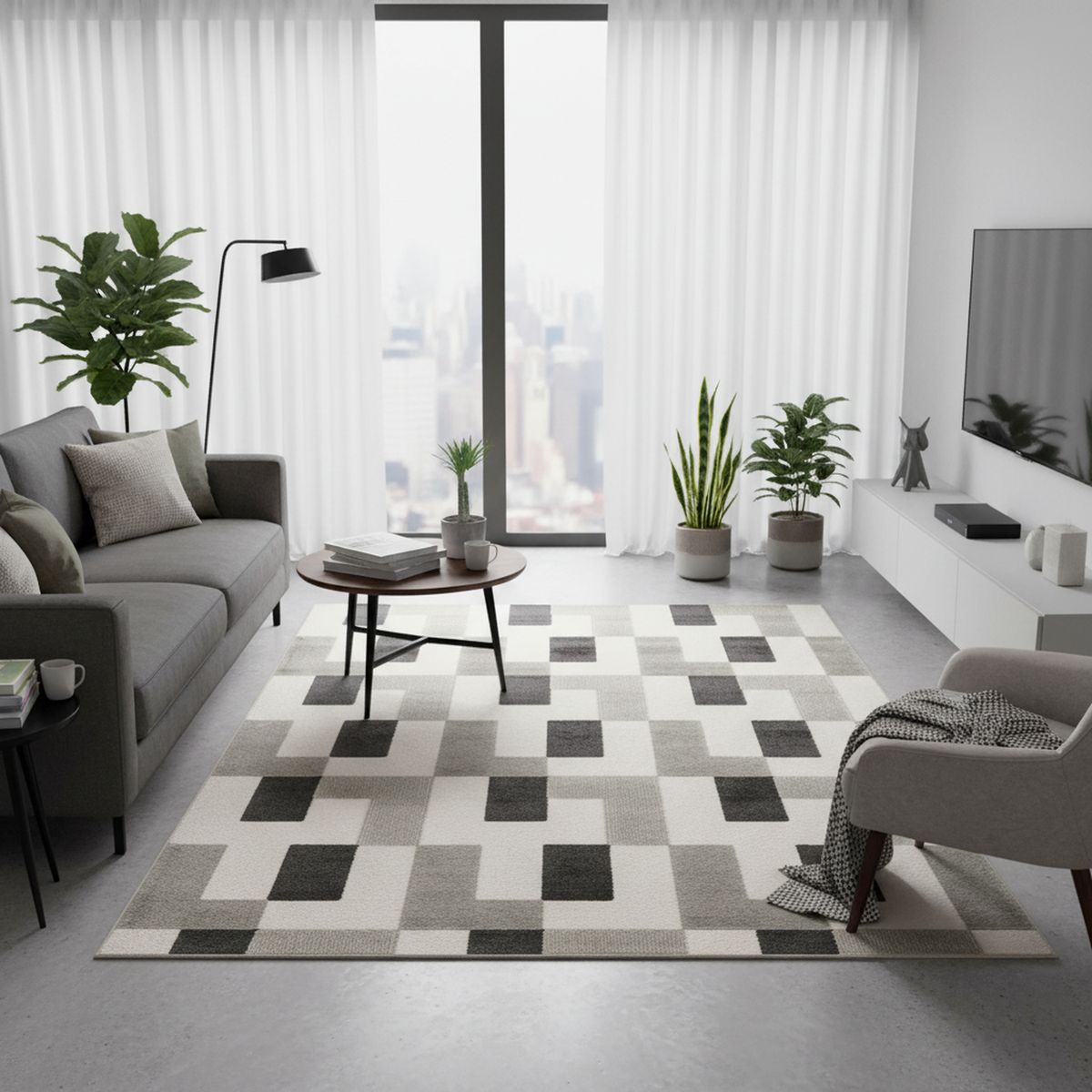 JUST HOME COLLECTION - Alfombra Brera 200x290 cm Polipropileno Gris