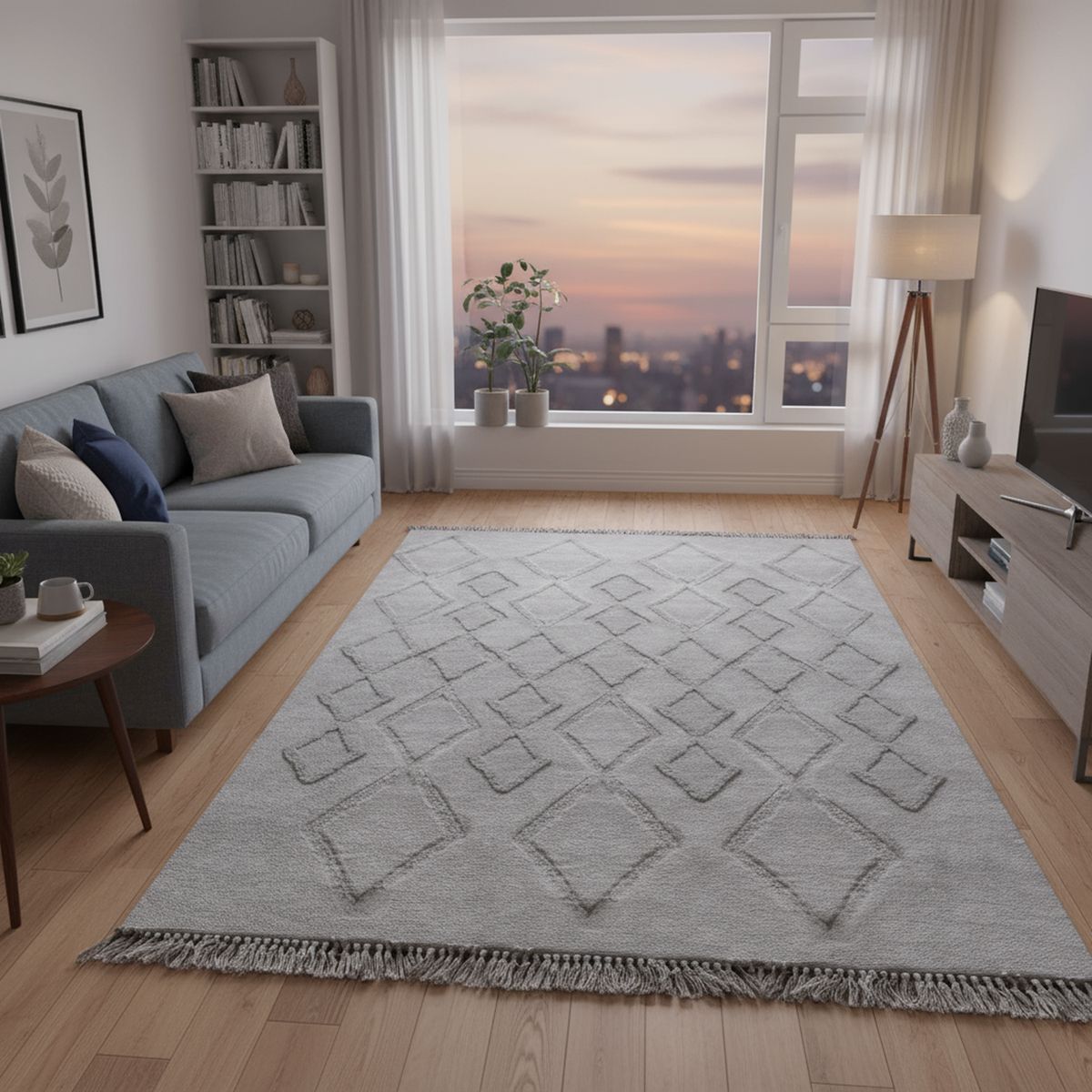 JUST HOME COLLECTION - Alfombra Design 160x230 cm Microfibra Gris