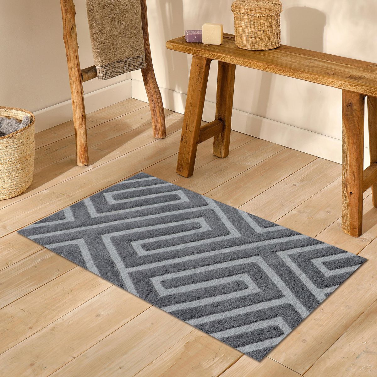 JUST HOME COLLECTION - Alfombra Morgan 60x110 cm Poliéster Gris
