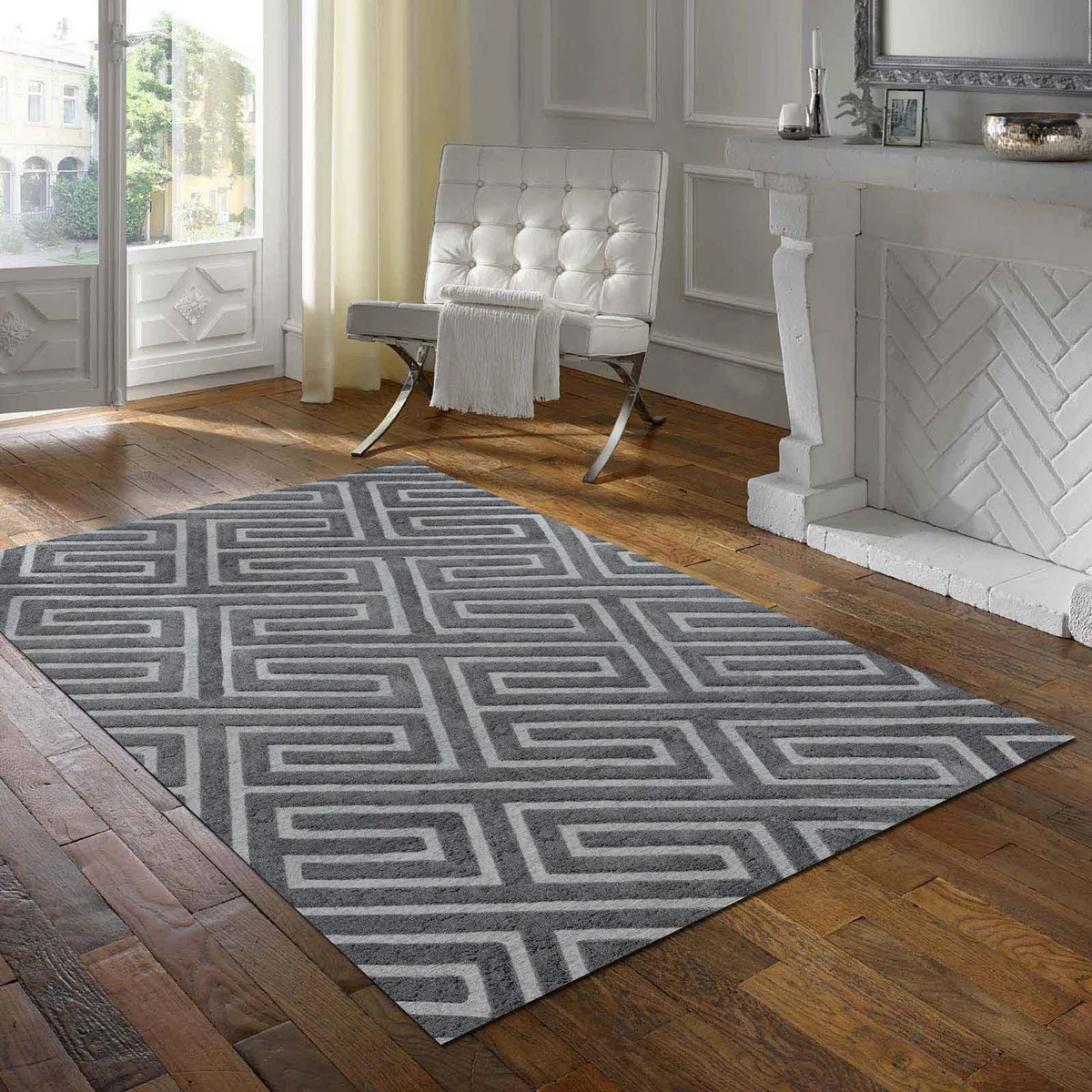JUST HOME COLLECTION - Alfombra Morgan 160x230 cm Poliéster Gris