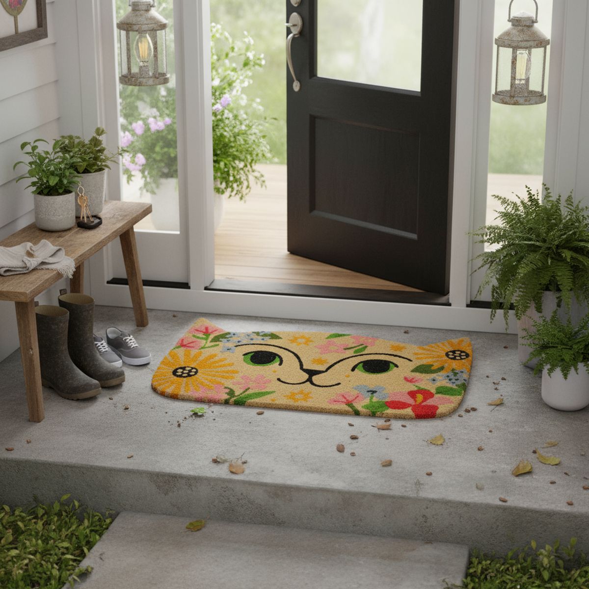 JUST HOME COLLECTION - Limpiapies Gato Cara 45x75 cm Multicolor