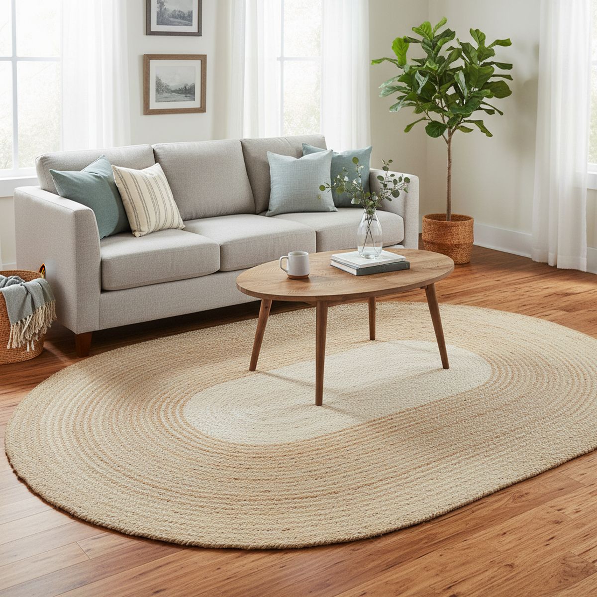 JUST HOME COLLECTION - Alfombra Ovalada Living Treccia Yute