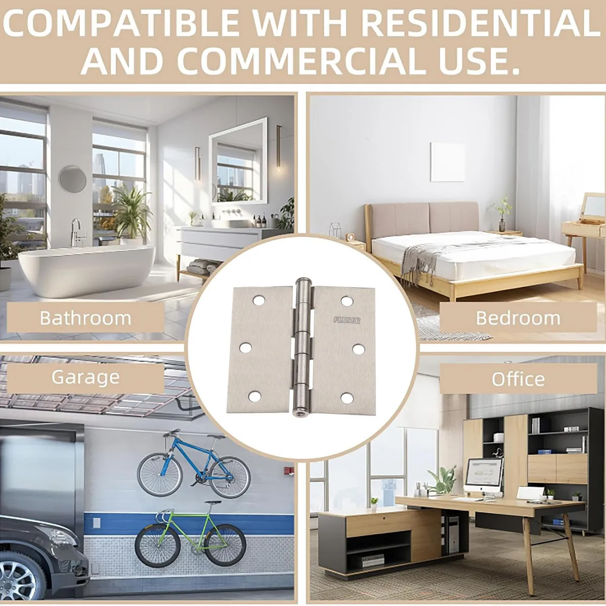 FIXSER - Bisagra 3,5x3,5" gris