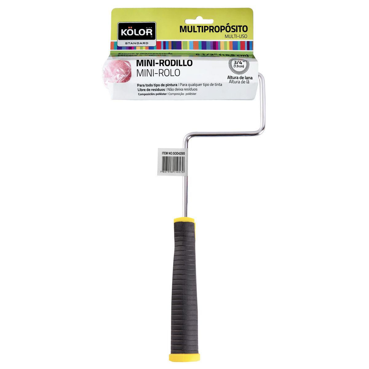 KOLOR - Mini Rodillo Kolor Multipropósito Grip 18.4 cm para Pintura y Retoques