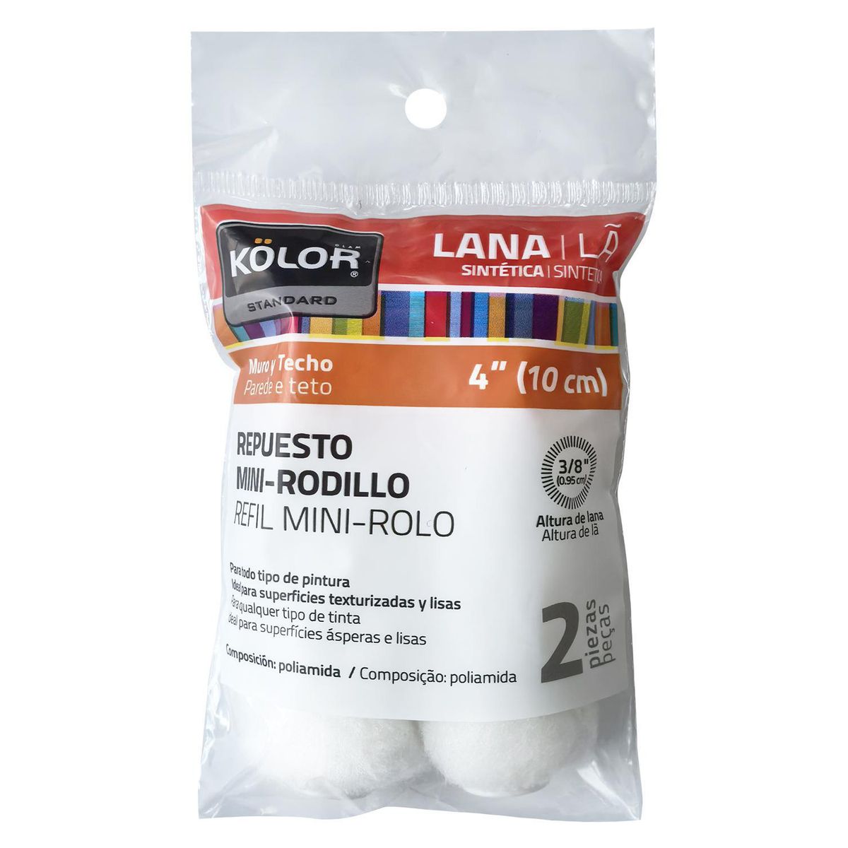 KOLOR - Set de 2 Repuestos Mini Rodillos Kolor 9 cm