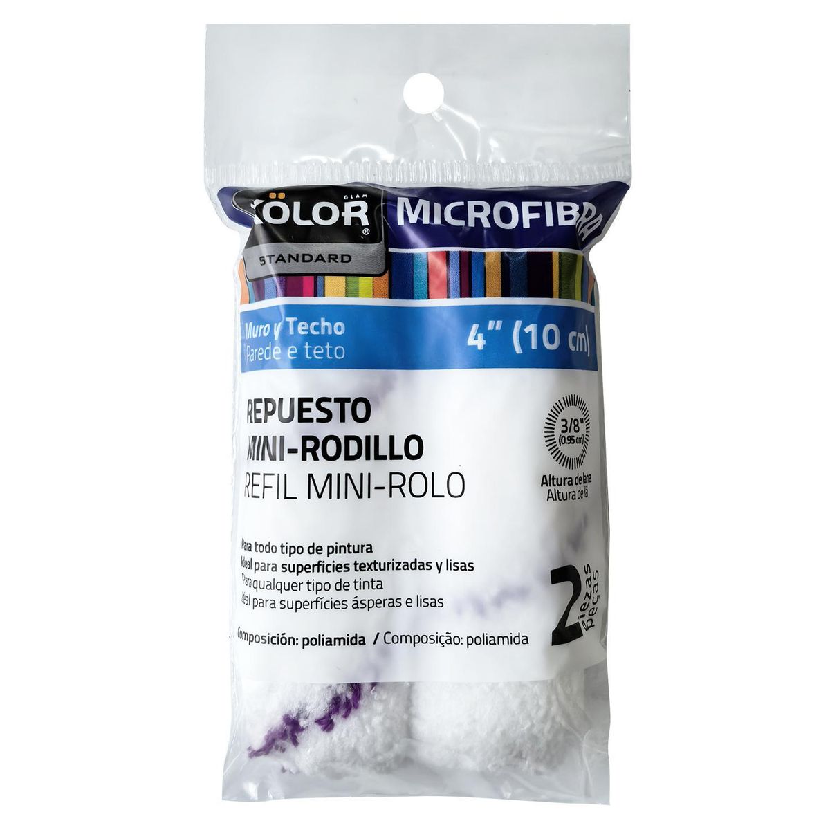 KOLOR - Set de 2 Repuestos Mini Rodillos Kolor 9x18.5 cm Pintura