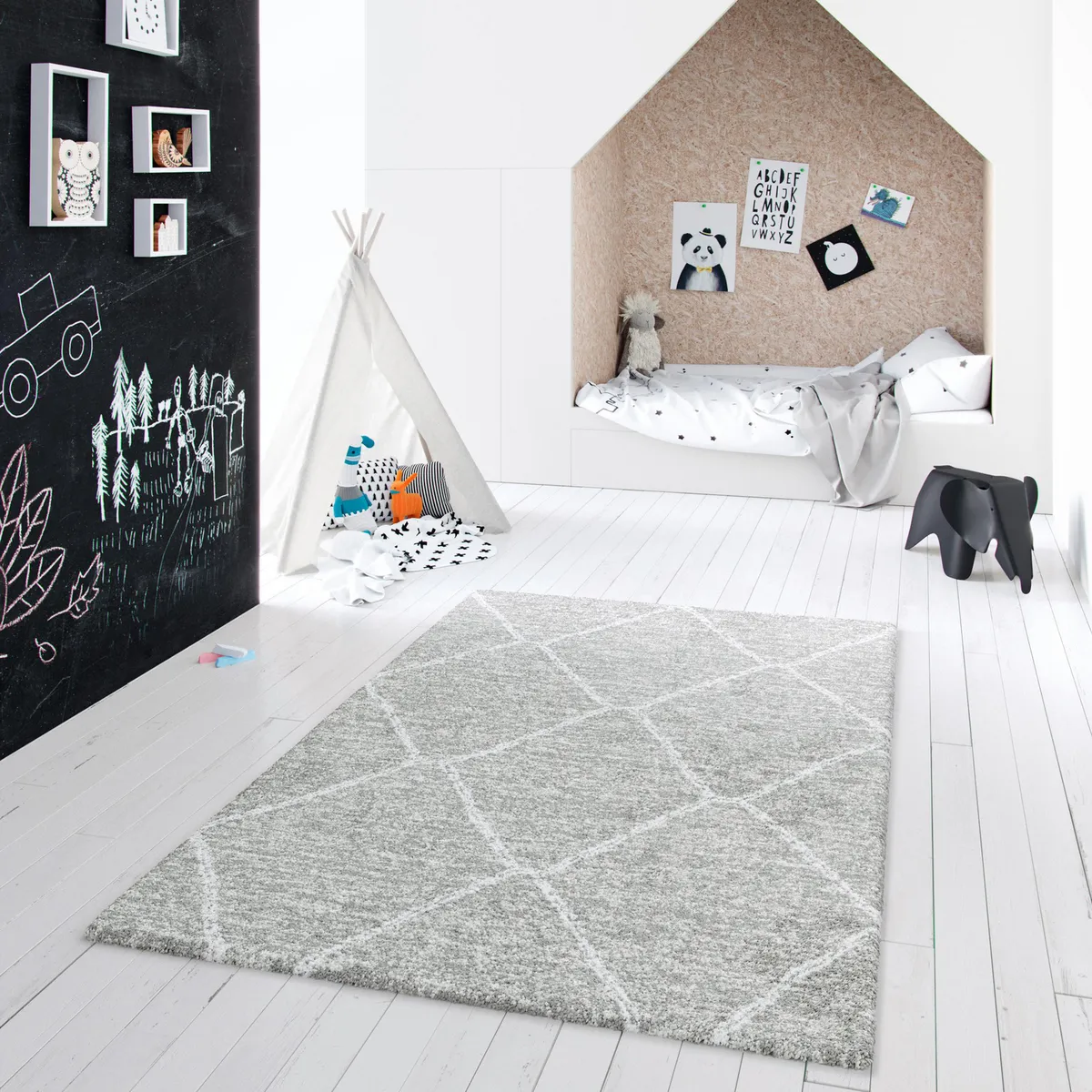 JUST HOME COLLECTION - Alfombra Living Sherpa 200x290 cm Polipropileno Gris