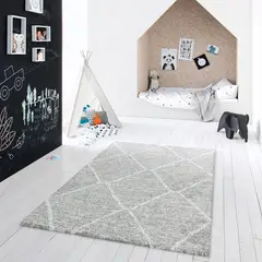 undefined - Alfombra Living Sherpa 200x290 cm Gris