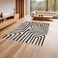 undefined - Alfombra Living Canvas 160x230 cm Negro, beige