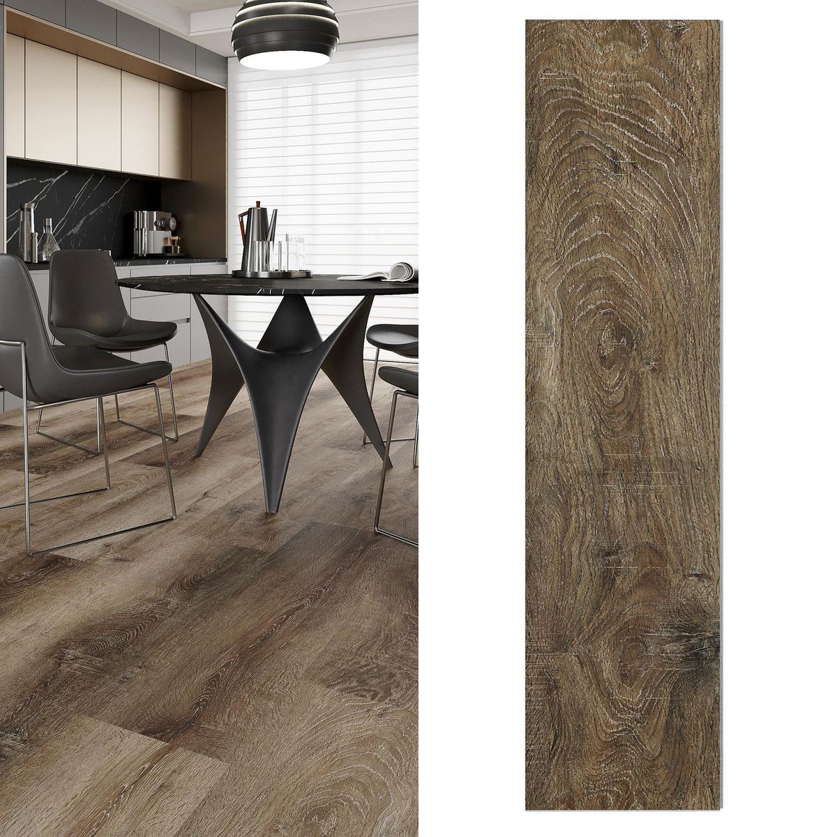 HOLZTEK - Piso Vinílico 4 mm 30.5x122 cm Wine Barrel Café Oscuro 2.6 m2