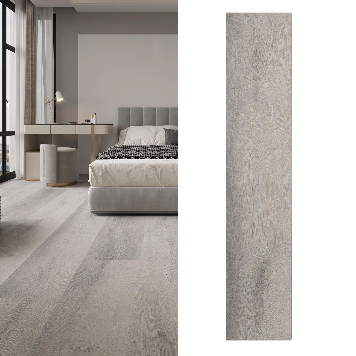 HOLZTEK - Piso Vinílico 5 mm 30.5x152 cm Betula Birch Gris 2.32 m2
