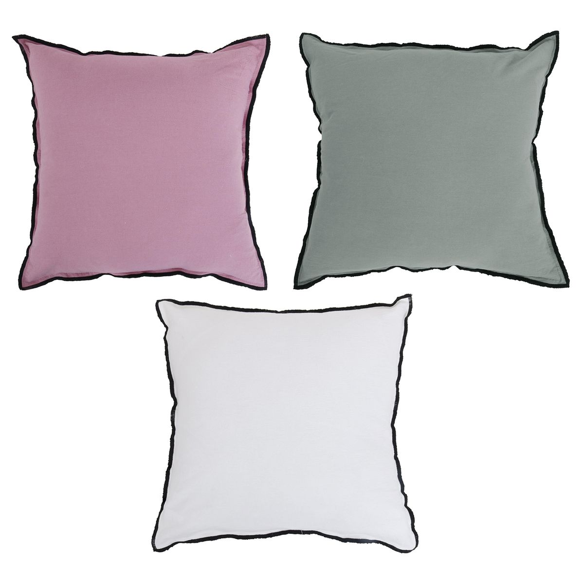 JUST HOME COLLECTION - Cojín Decorativo Borde Negro 45x45 cm Colores Surtidos