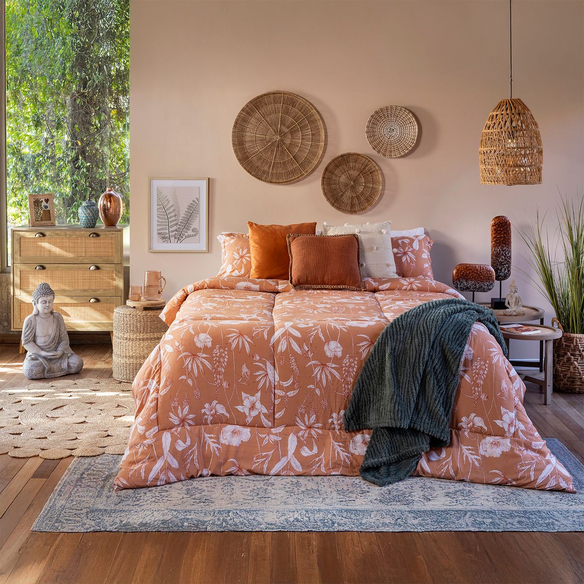 JUST HOME COLLECTION - Manta Sherpa Boho 125X150 cm Verde