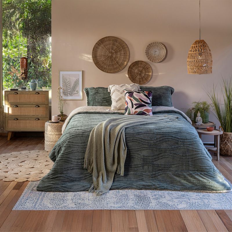 JUST HOME COLLECTION - Manta Boho Especial Verde