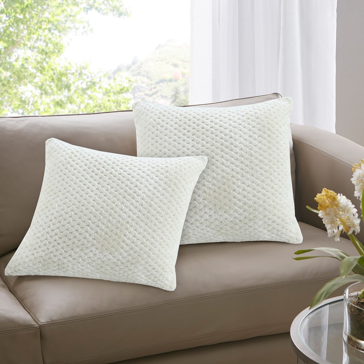 JUST HOME COLLECTION - Set de 2 cojines Flanel Ivory 40x40 cm