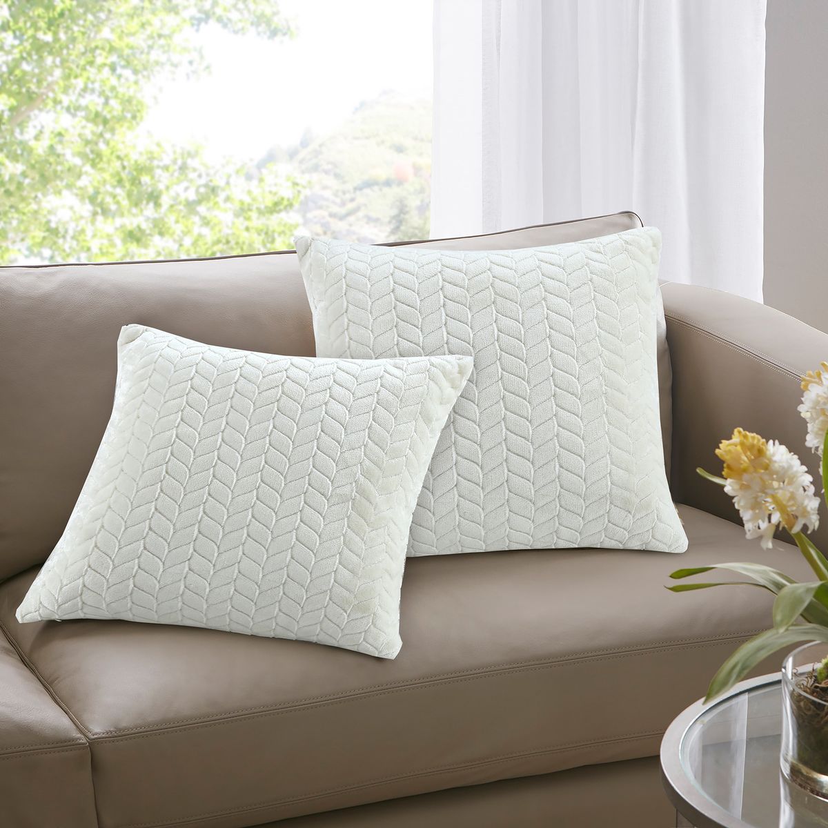 JUST HOME COLLECTION - Set de 2 cojines Flanel Ivory 40x40 cm