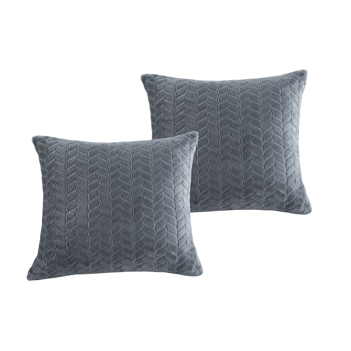 JUST HOME COLLECTION - Set de 2 cojines Flanel Gris 40x40 cm