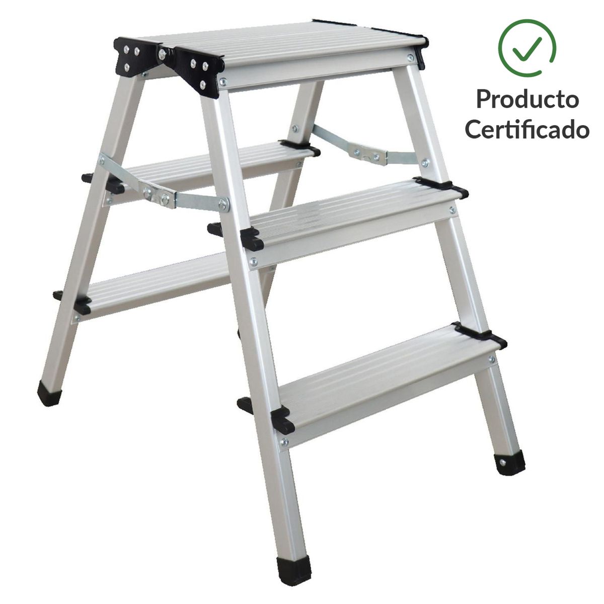 BAUKER - Piso Escalera De tijera Aluminio 0.51 m 3 Peldaños