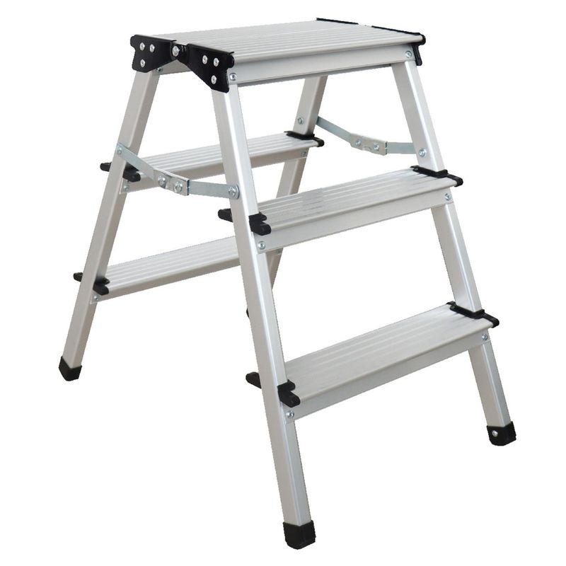 BAUKER - Piso Escalera De tijera Aluminio 0.51 m 3 Peldaños