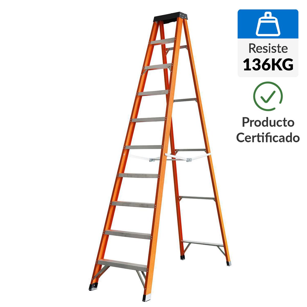 UBERMANN - Escalera De tijera Fibra de Vidrio 3.09 m 9 Peldaños