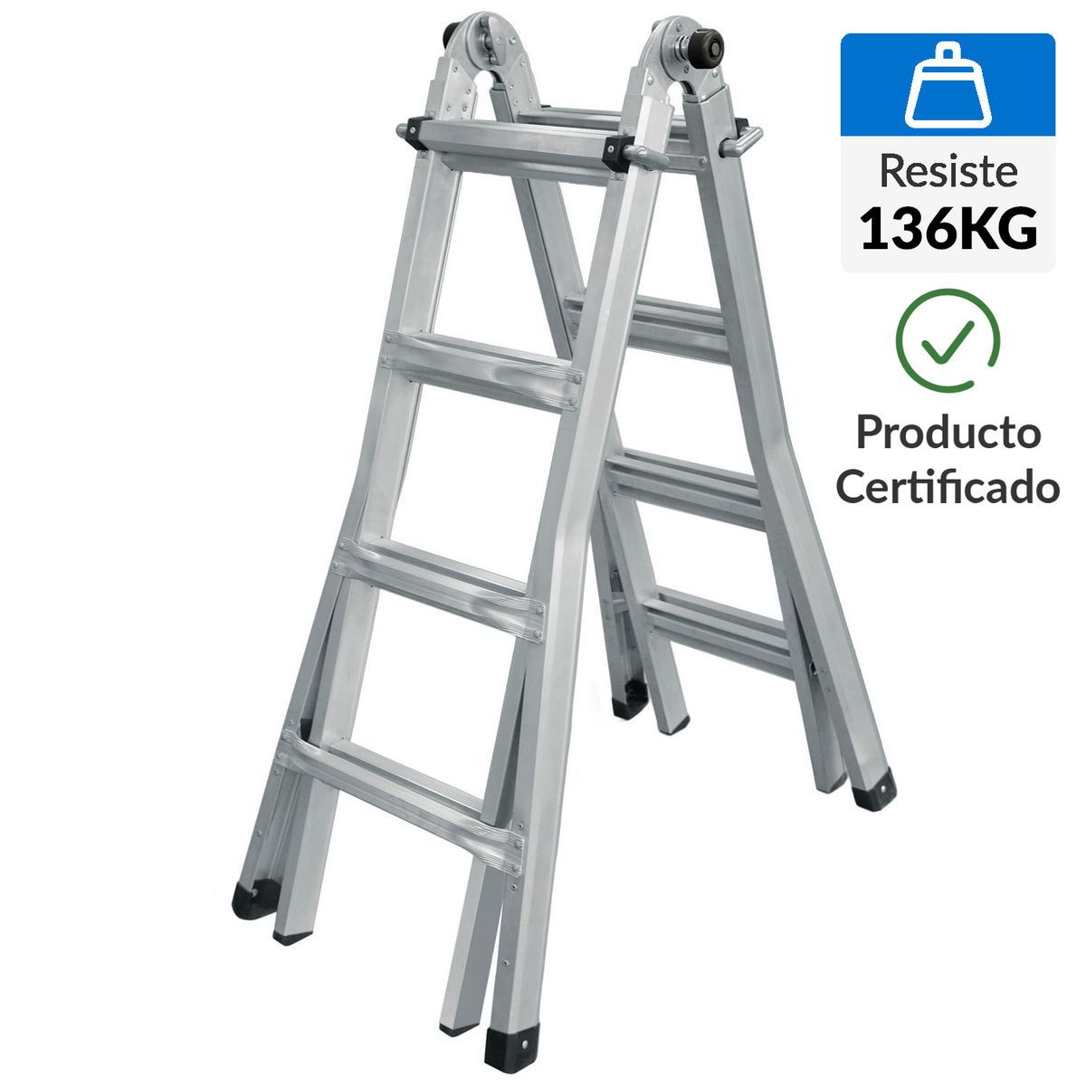 UBERMANN - Escalera Multipropósito Articulada Aluminio 4.52 m 16 Peldaños