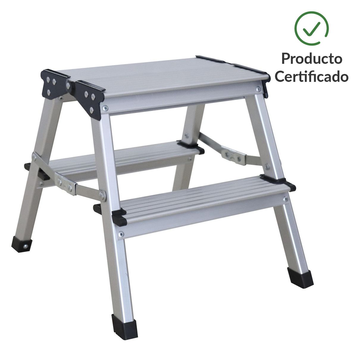 BAUKER - Piso De tijera Aluminio 35 cm 2 Peldaños