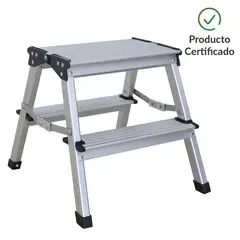 BAUKER - Piso De tijera Aluminio 35 cm 2 Peldaños