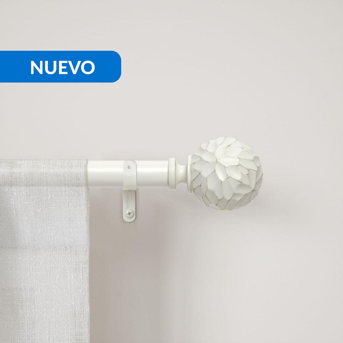 UMBRA - Set Barra Cortina Simple 25mm Extenisble 167-304 cm Acero Blanco