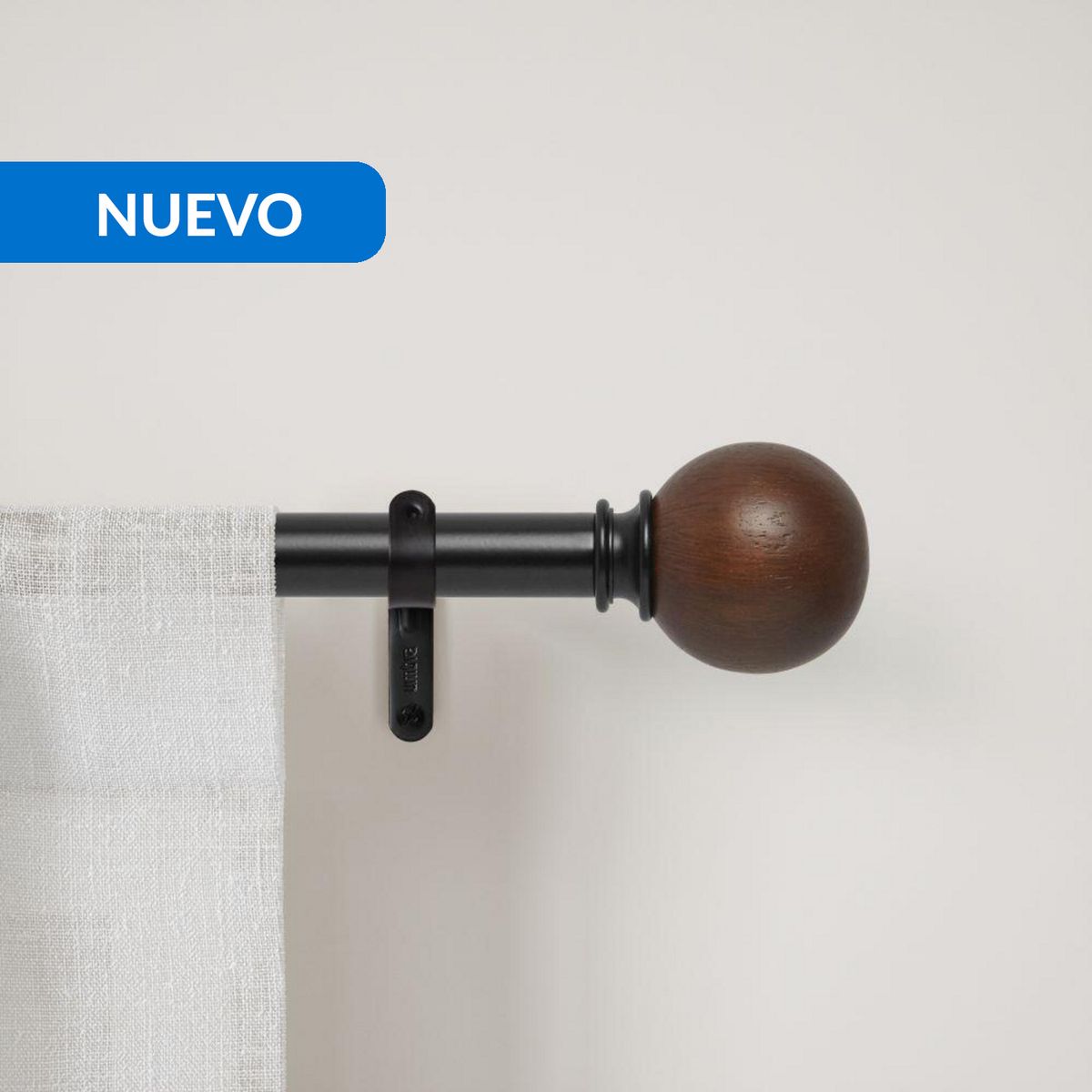 UMBRA - Set Barra Cortina Simple 25mm Extensible 91-167 cm Acero Negro/Café