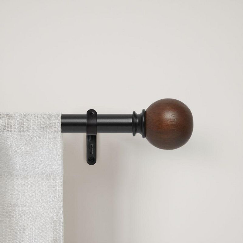 UMBRA - Set Barra Cortina Simple 25mm Extensible 167-304 cm Acero Negro/Café