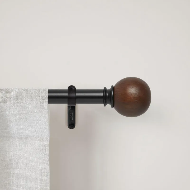 UMBRA - Set Barra Cortina Simple 25mm Extensible 167-304 cm Acero Negro/Café