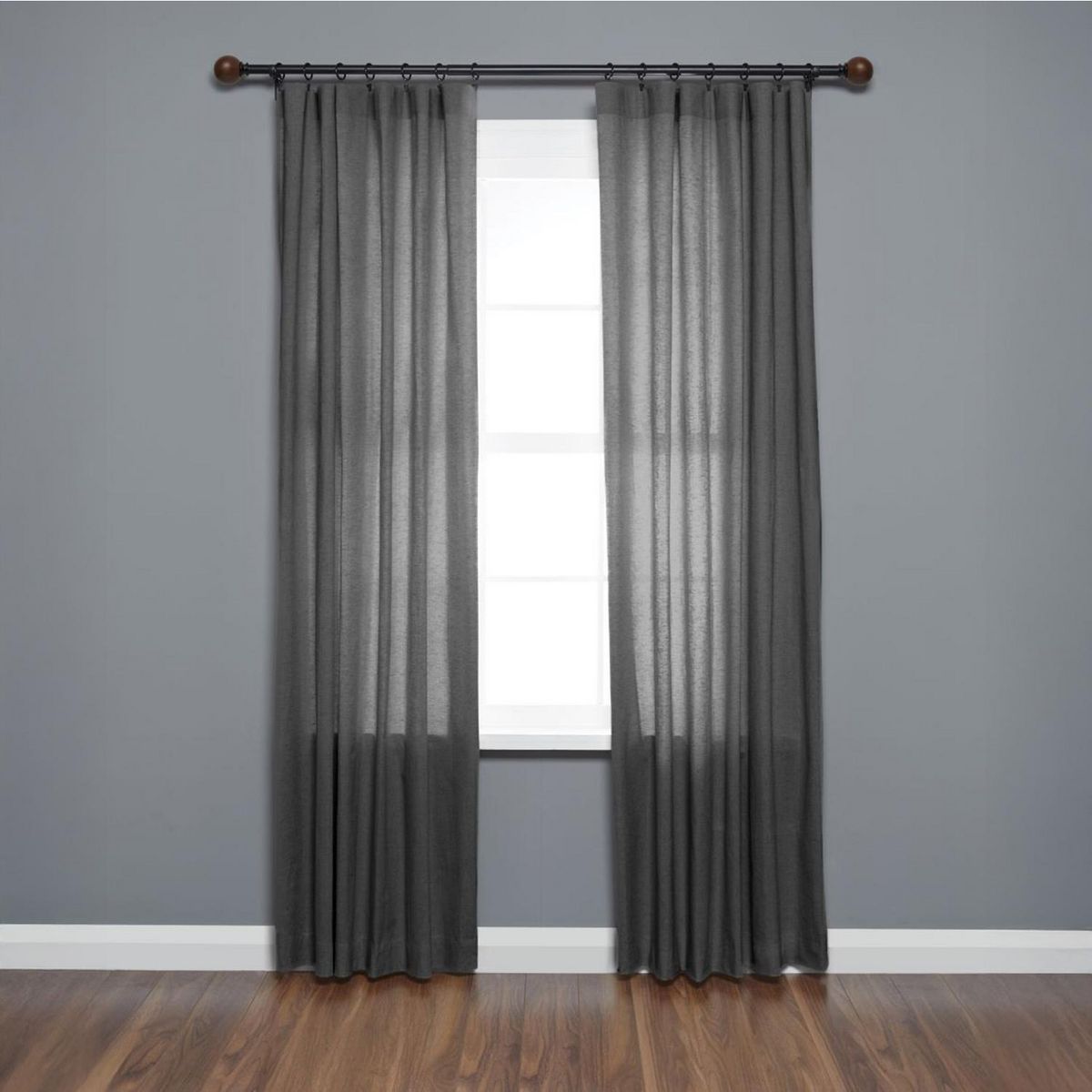 UMBRA - Set Barra Cortina Simple 25mm Extensible 167-304 cm Acero Negro/Café