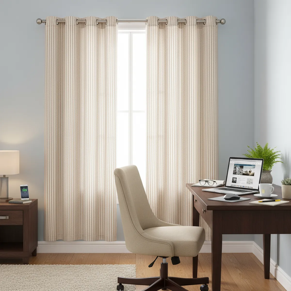 JUST HOME COLLECTION - Cortina Lino Estampada 140x220 cm Natural