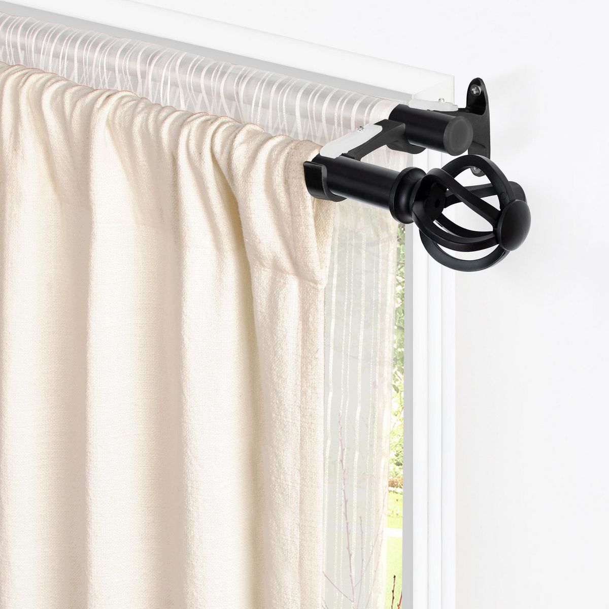 JUST HOME COLLECTION - Set de barra 1.9 cm 140 cm Fierro Negro