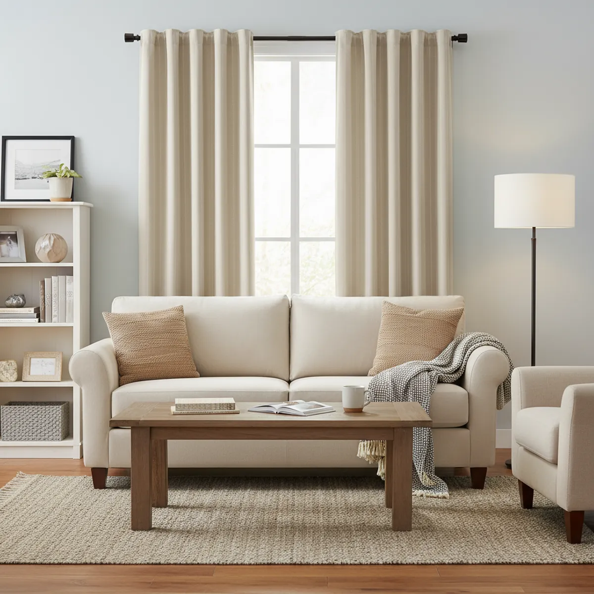 JUST HOME COLLECTION - Cortina Tela Sun Out 140x220cm Beige Presilla Escondida o gancho