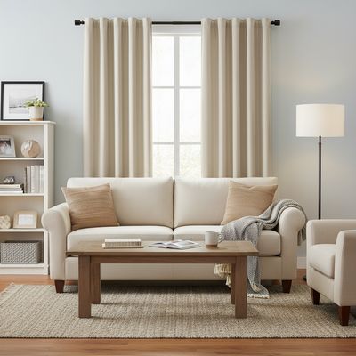 Imagen 2 del producto Cortina Tela Sun Out 140x220cm Beige Presilla Escondida o gancho