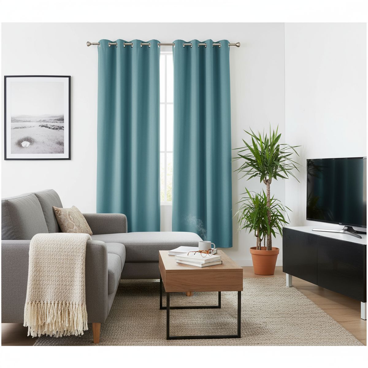 JUST HOME COLLECTION - Cortina Tela 140x220 cm Turquesa