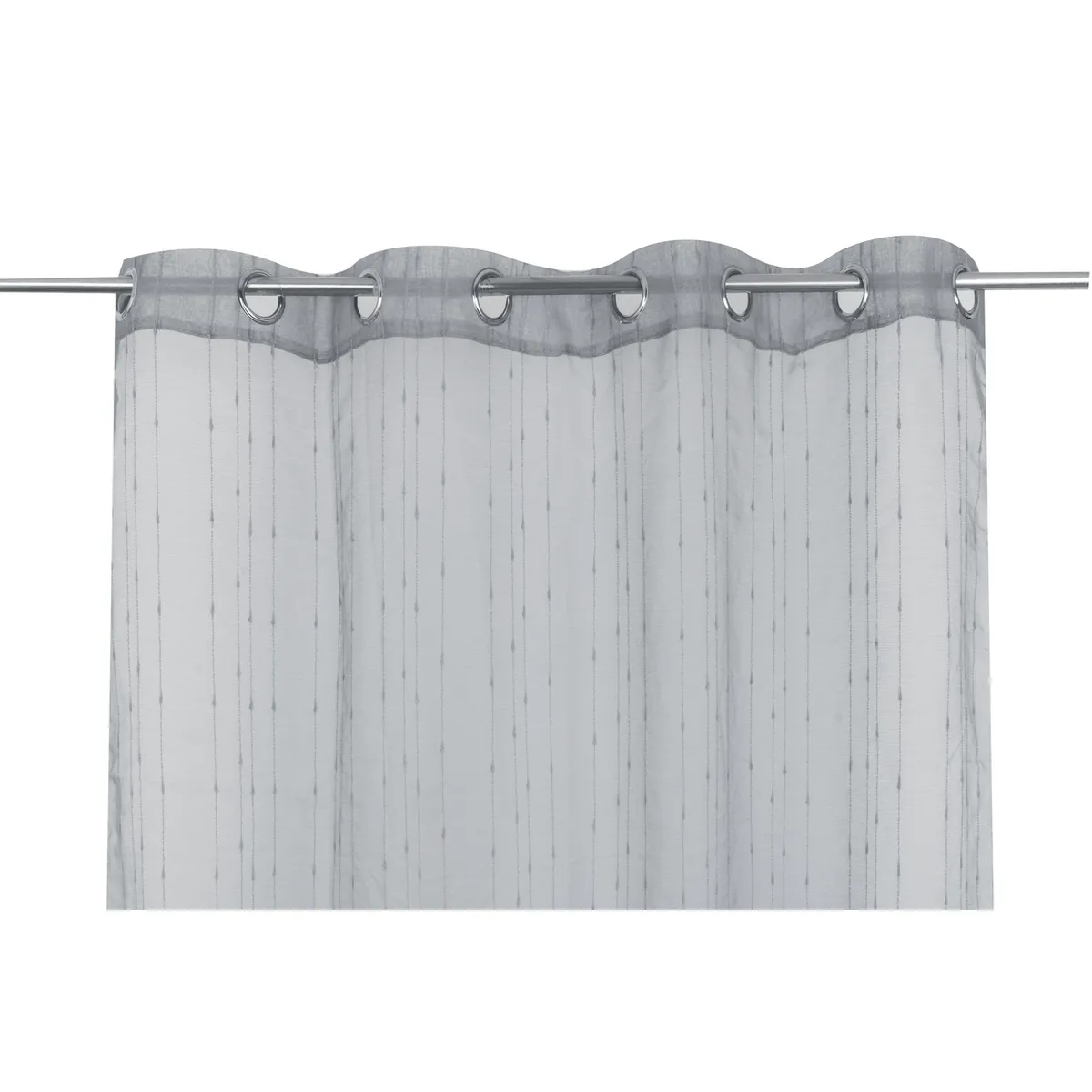 JUST HOME COLLECTION - Cortina Velo 135x220 cm Bordado Lineas Gris Argolla