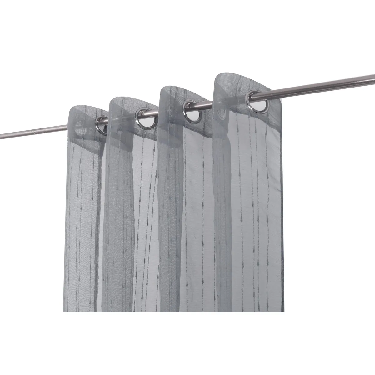 JUST HOME COLLECTION - Cortina Velo 135x220 cm Bordado Lineas Gris Argolla