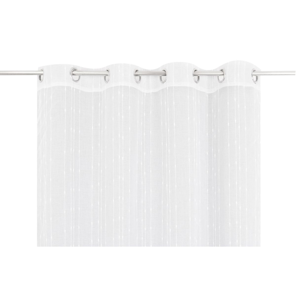 JUST HOME COLLECTION - Cortina Velo 135x220 cm Bordado Lineas Blanco Argolla