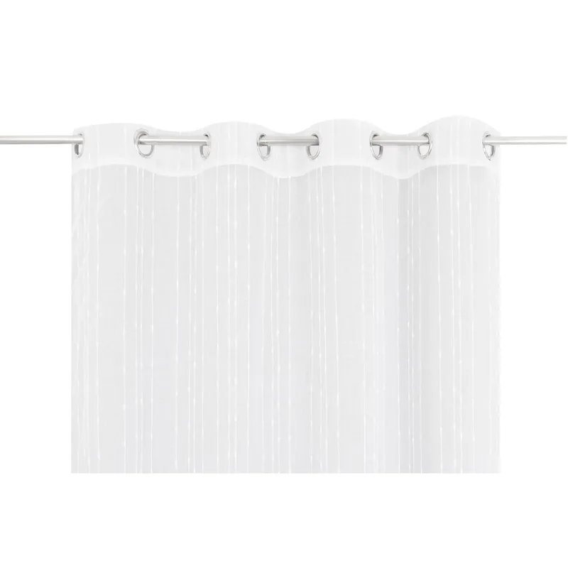 JUST HOME COLLECTION - Cortina Velo 135x220 cm Bordado Lineas Blanco Argolla