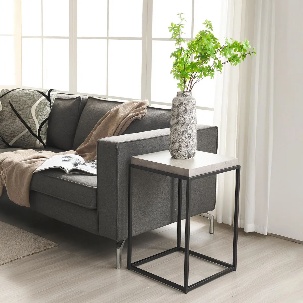 JUST HOME COLLECTION - Mesita Talara Mármol, Negro 41x41x61 cm