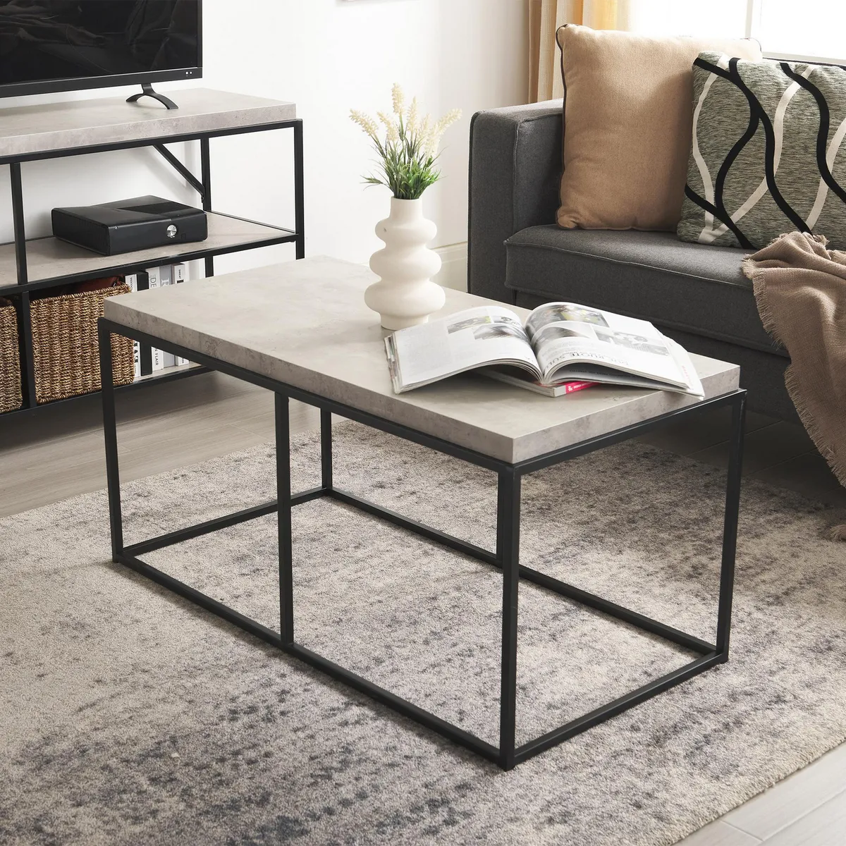 JUST HOME COLLECTION - Mesa de centro Talara Mármol, Negro 52x102x50.7 cm