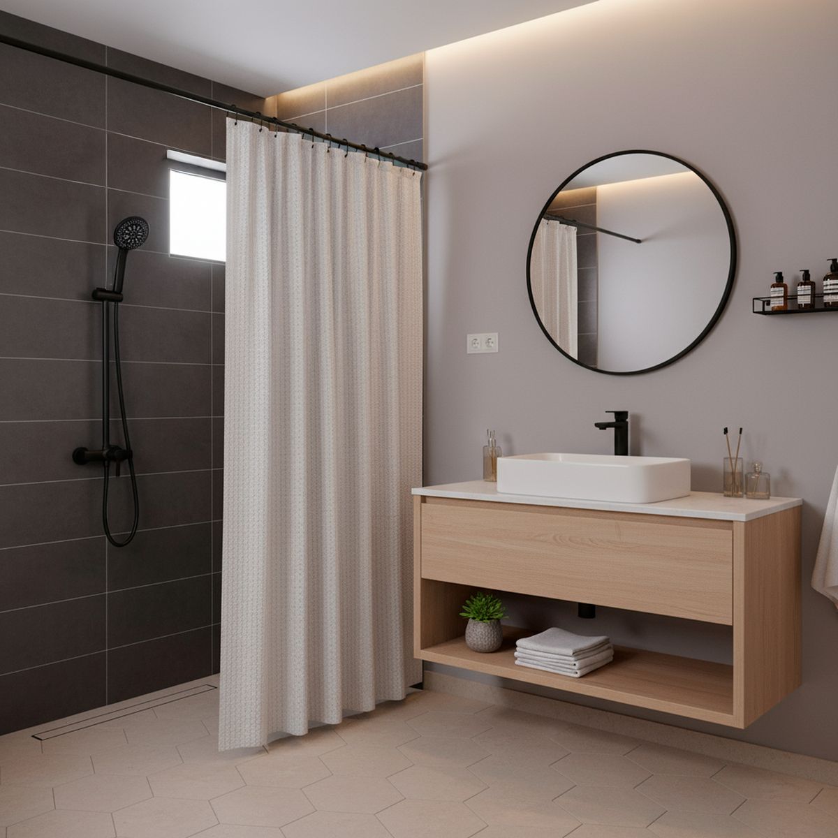 SENSI DACQUA - Mango Ducha Abs 5 Funciones 12 cm Negro