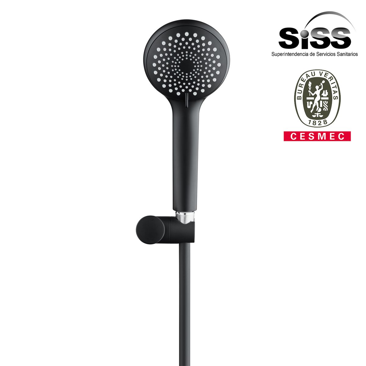 SENSI DACQUA - Set Ducha Abs 3 Funciones 10 cm Flexible negro