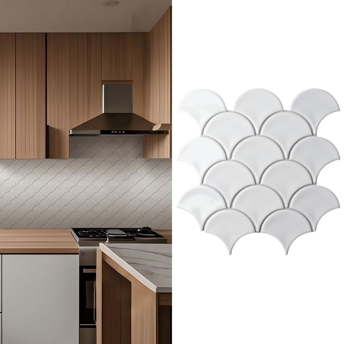 HOLZTEK - Mosaico Malla Escam Blanco 25,9X27,3 0,07M2